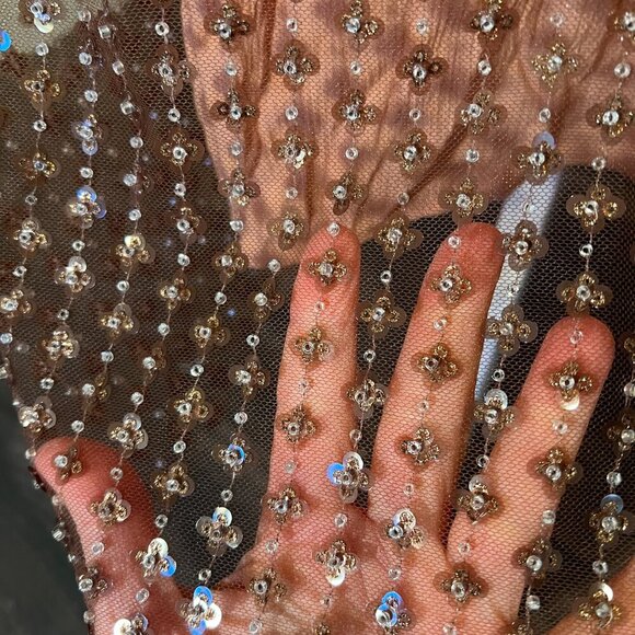 NWT Zara Coral Sequined Chiffon Midi Skirt, Size XL - Picture 7 of 16